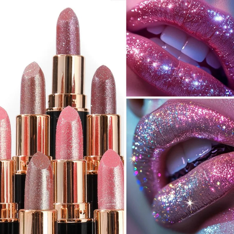 Metallic Glitter Lipstick Diamond Dazzling Waterproof Sexy Lip Gloss