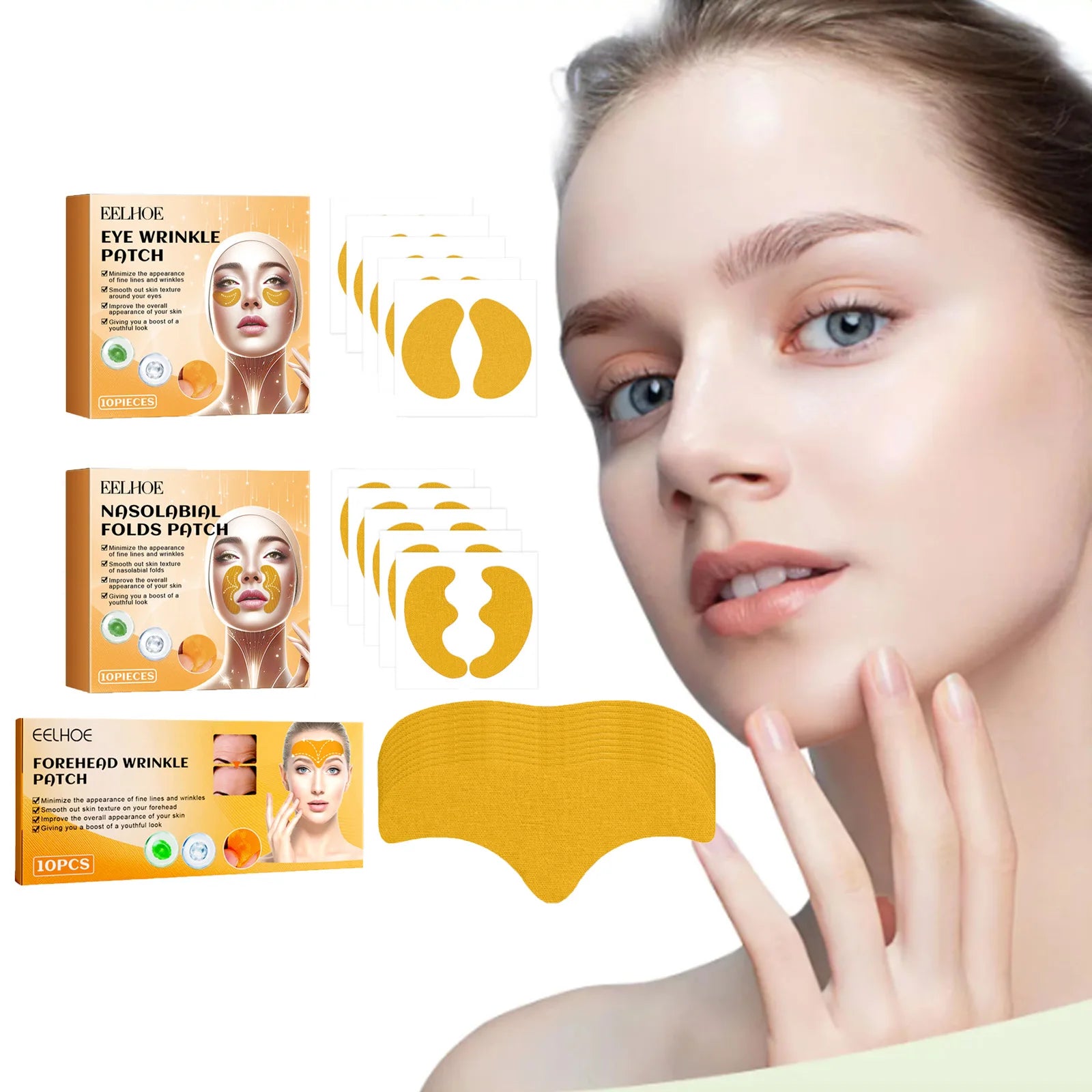 Forehead Nasolabial Eye Gel Patch Forehead Line Removal Anti Wrinkle Anti Sagging Skin Firming Mask Kojic Acid Collagen Patches Zpaxo