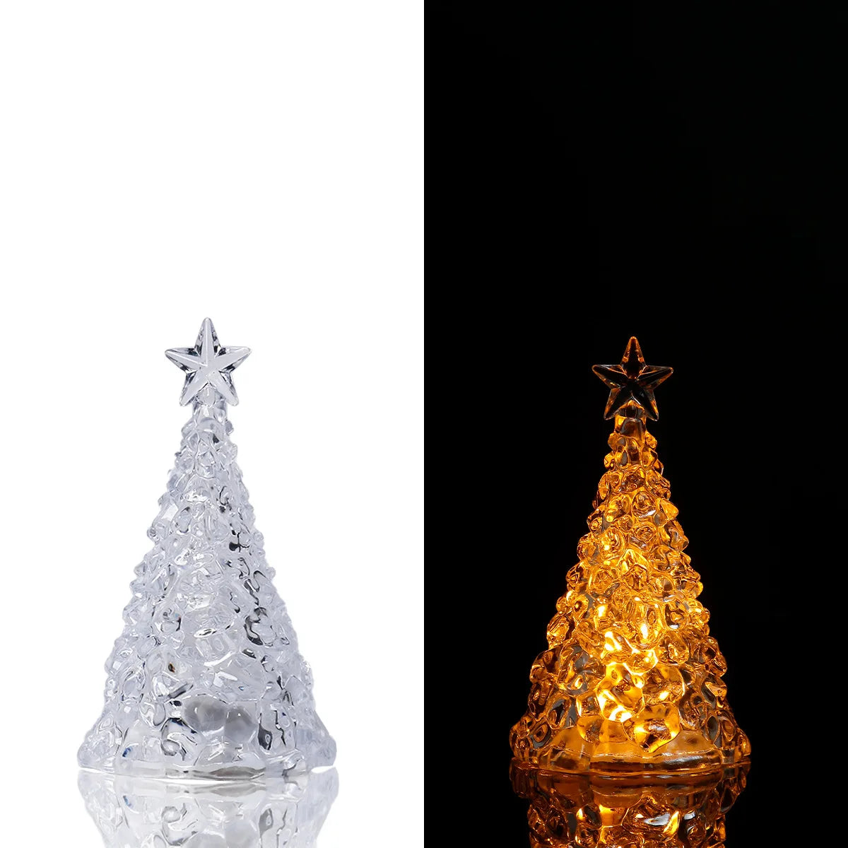 LED Glowing Christmas Tree Desktop Decorations Xmas Day Party Decor Zpaxo Transparent Warm 5PCS