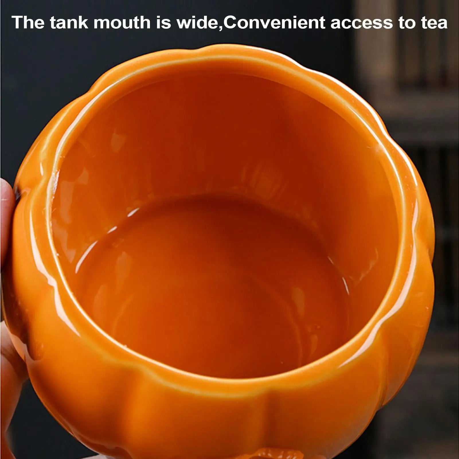 Ceramic Pumpkin Tea Jar Kitchen Storage Lid Airtight Food Container