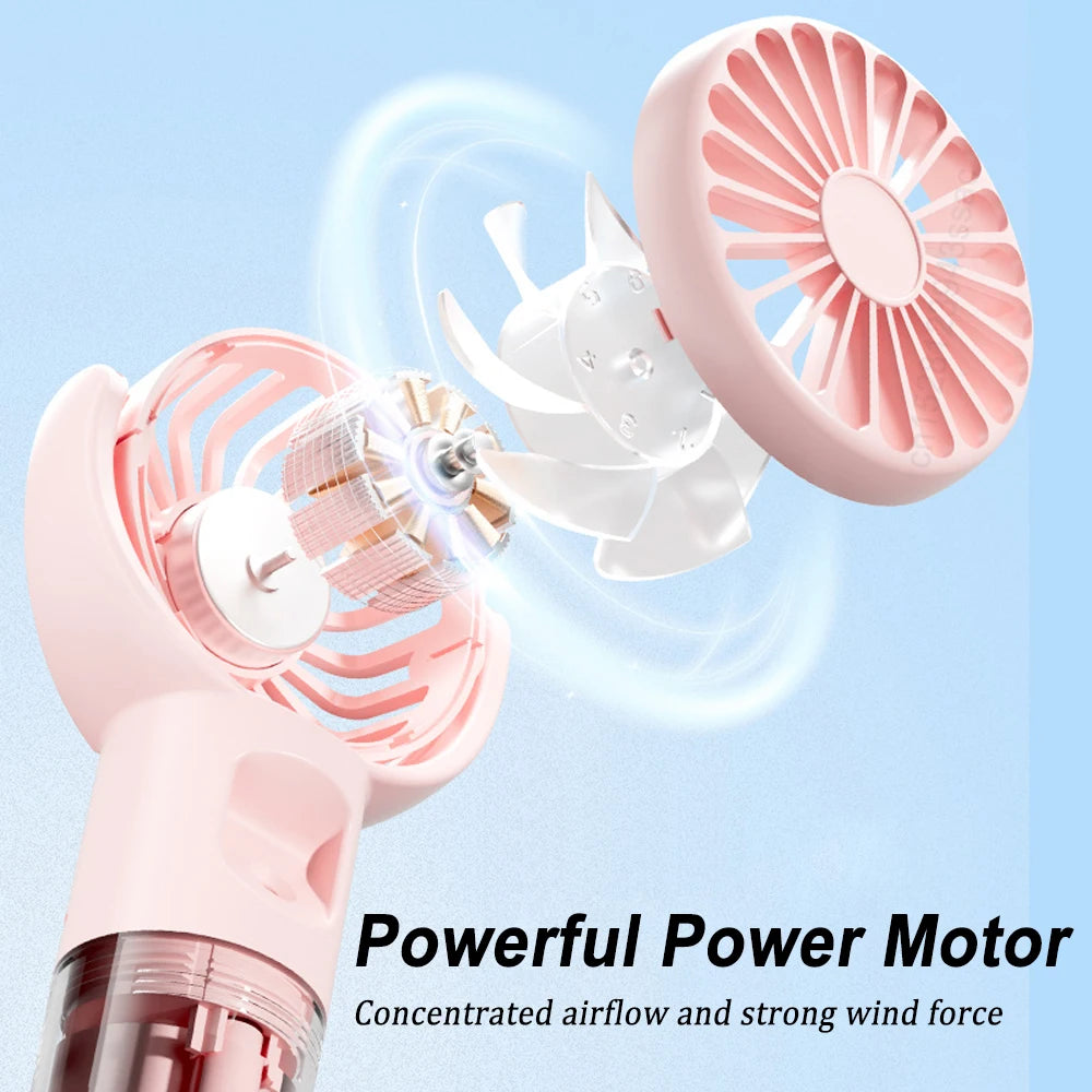 Water Mist Fan Portable Handheld Spray Humidifier Rechargeable 4 Wind