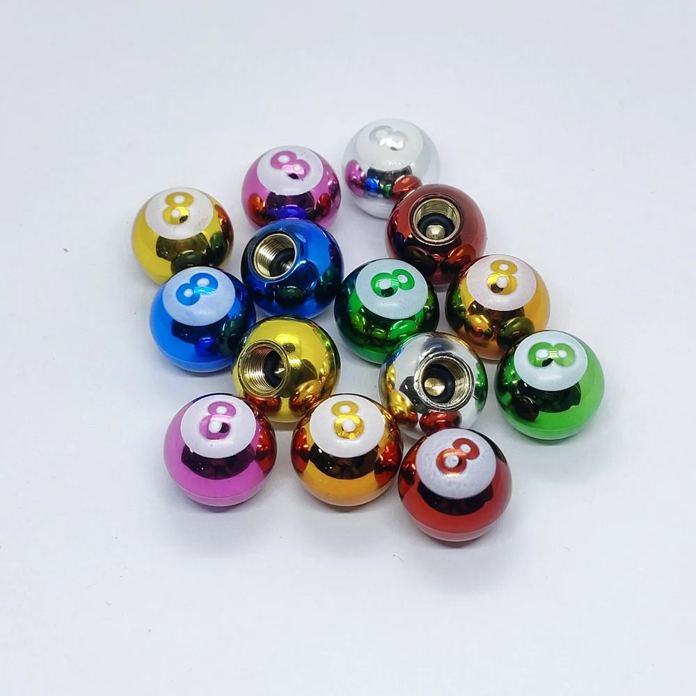 Pool 8 Ball Tire Valve Stem Caps – 4-Pack for Cars & Bikes