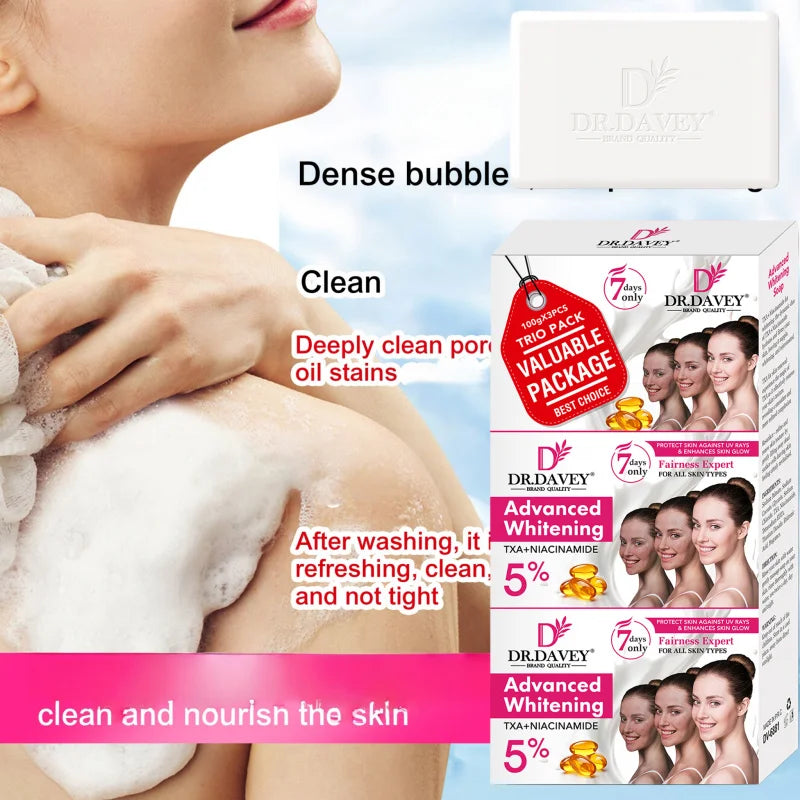 DR.DAVEY 3-Pack Whitening Moisturizing Handmade Soap Whitening Bar Soap Zpaxo