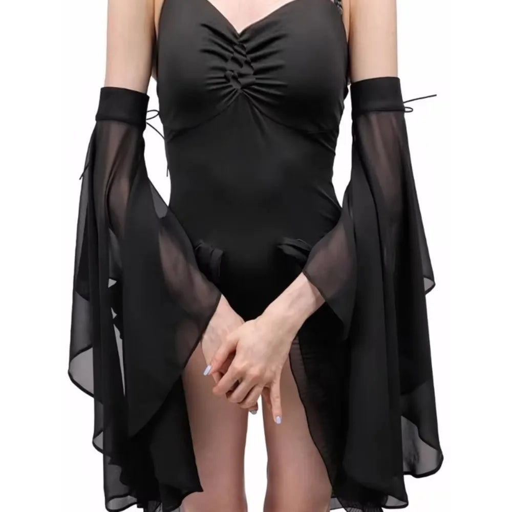 Fashion Sunscreen Long Tulle Sleeves Breathable Chiffon Sheer Bridal Gloves Thin Detachable Sleeves Gothic Events Zpaxo