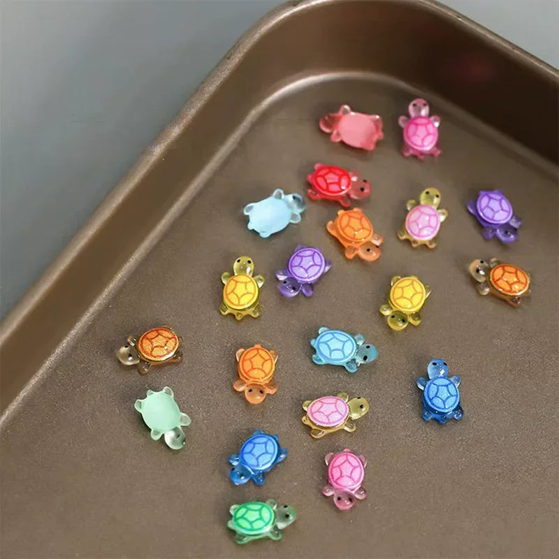 100 Glow-in-the-dark Resin Turtle Figurine Glowing Miniature Handmade