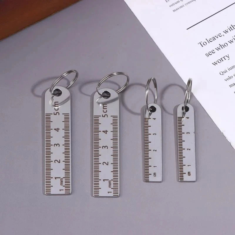 Mini Stainless Steel Ruler Keychain 1- Portable Measuring Tool Key