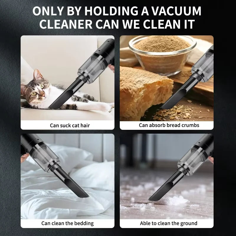 Portable Cordless Handheld Car Vacuum Cleaner Dual Use Blowing & Suction with Multi-Nozzles for Car Home Pet Office Zpaxo black