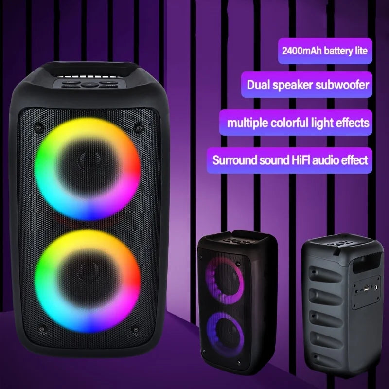 6000W Portable Speaker, Wireless Stereo, TWS, Color Lights, USB/TF Card, for Outdoor, Camping, Backyard Party, Bluetooth Speaker Zpaxo