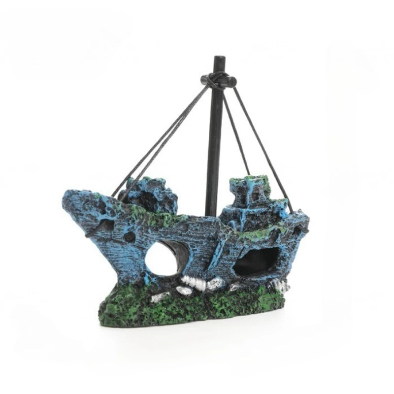 Resin Sunken Ship Aquarium Accessory Fish Tank Landscape Decoration