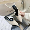 Summer Women Cover Toe Mules Slippers Fashion Shallow Slip on Slide Shoes Comfort Dress Street Style Footwear Zpaxo 36 WHITE