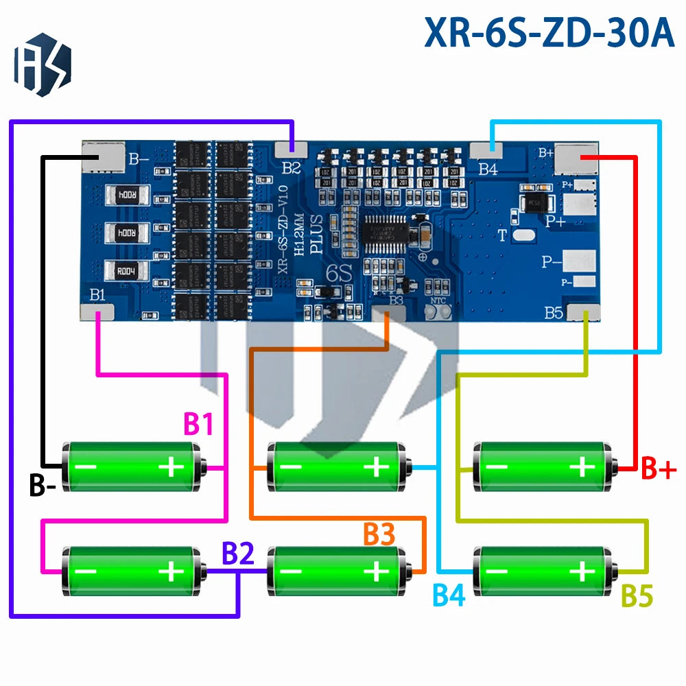 6S 10A 20A 30A 22 2V Li-ion Lithium 18650 Charge Protection Board Zpaxo