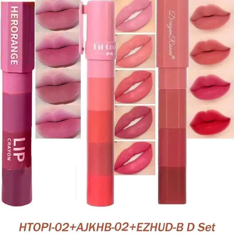 1 Matte Velvet Lipstick Crayon Combo Pink Red Lip Tint Sexy Zpaxo 3Pcs Set D