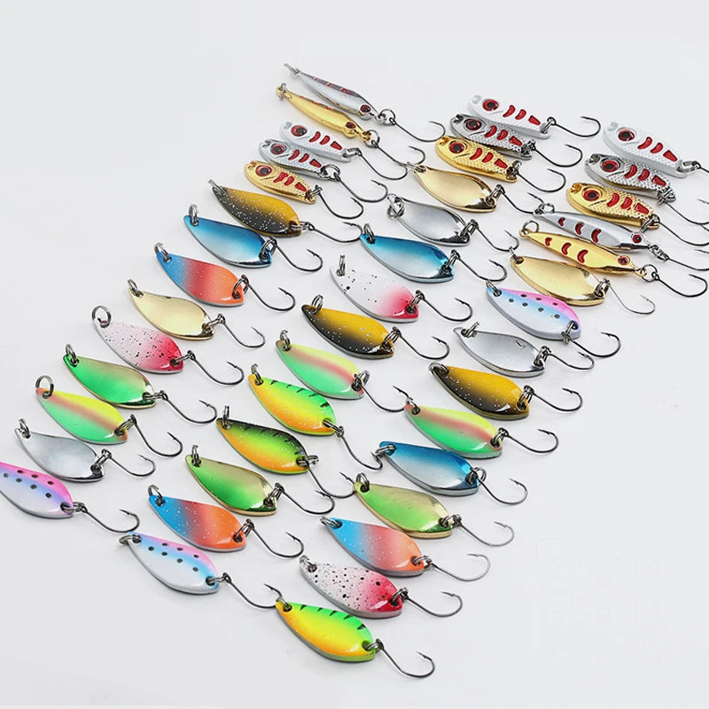43-Piece Metal Spoon Trout Lure Set – Wobbler Jigging Tackle Fishing Spoon Lure Set Zpaxo