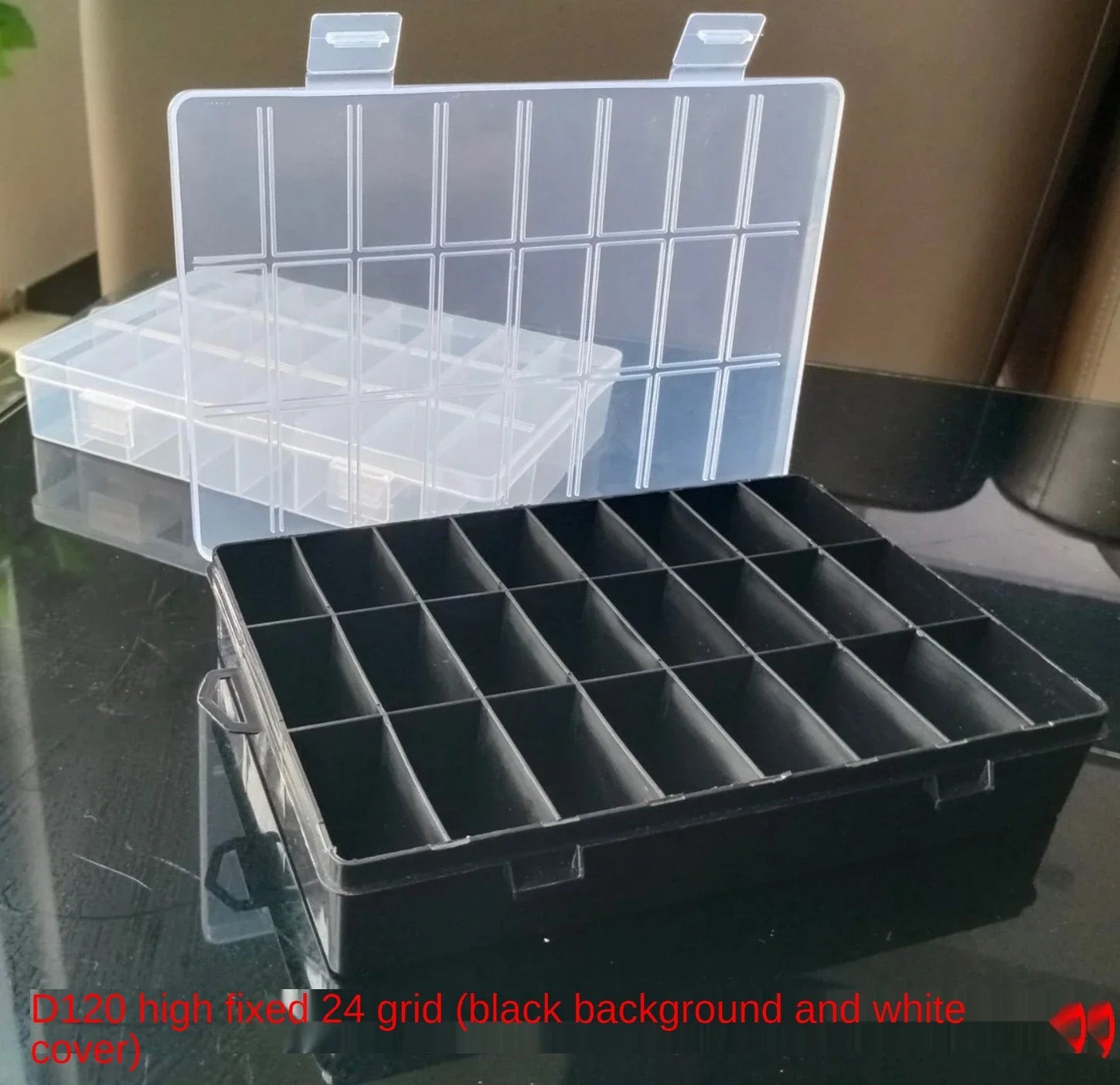 24 Grids Plastic Box Compartment Jewelry Organizer Box Eco-Friendly PP Transparent Jewelry Screw Box DIY Sewing Organizer Tools Zpaxo black