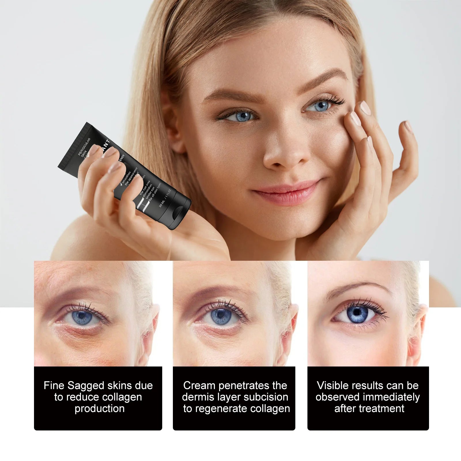 Hoygi 30ml Peptide Collagen Eye Cream Reduce Dark Circles Puffiness and Fine Lines Firming and Hydrating Under Eye Treatment Zpaxo
