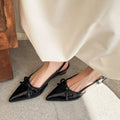 2026 Summer Women's Pointed Sandals Middle Heel Single Belt Lacquer