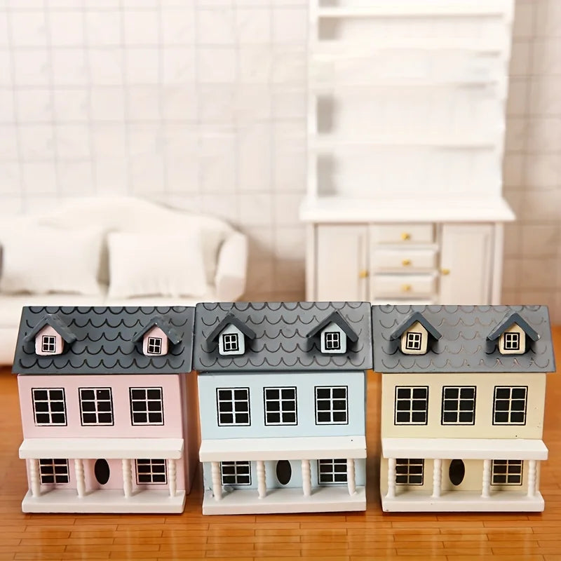 Mini Furniture Pink Blue Wall Grey Cute Pocket Villa Small House