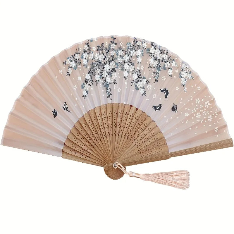 Folding Hand Fan Tassel Chinese Japanese Handheld Party Favor Supplies