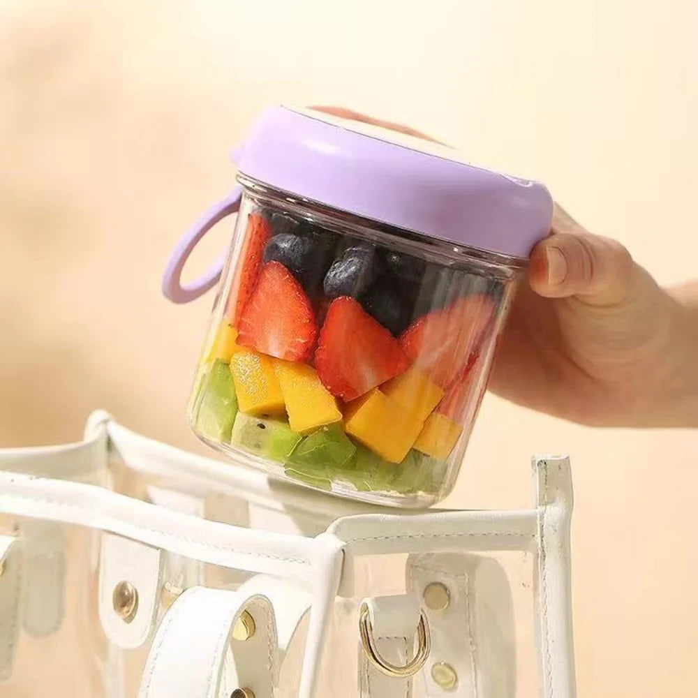 Yogurt Cup Glass Large Mouth Sealed Jar Coffee Mugs Overnight Oats Container With Lid And Spoon Breakfast Oatmeal Cereal Nut Zpaxo