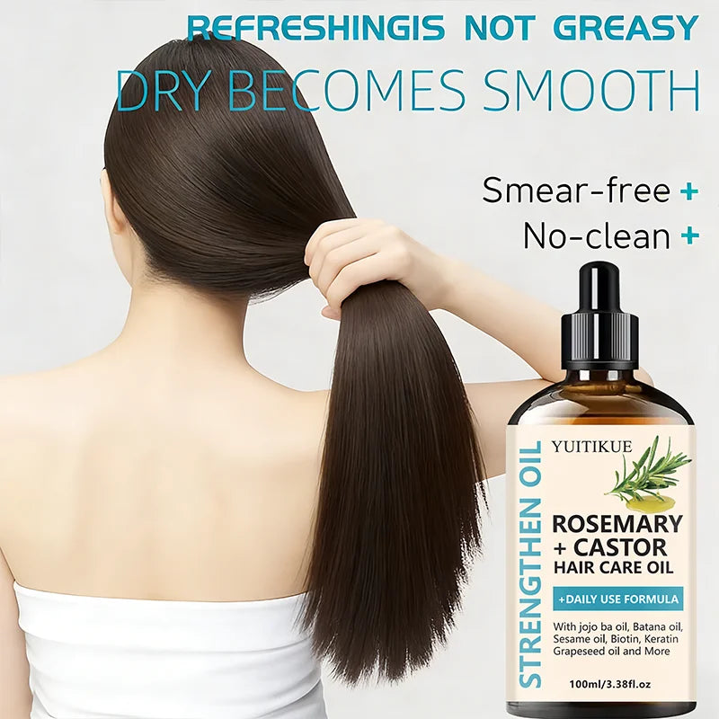 YUITIKUE Rosemary & Castor Strengthening Hair Oil 100ml Hair Growth Oil Zpaxo