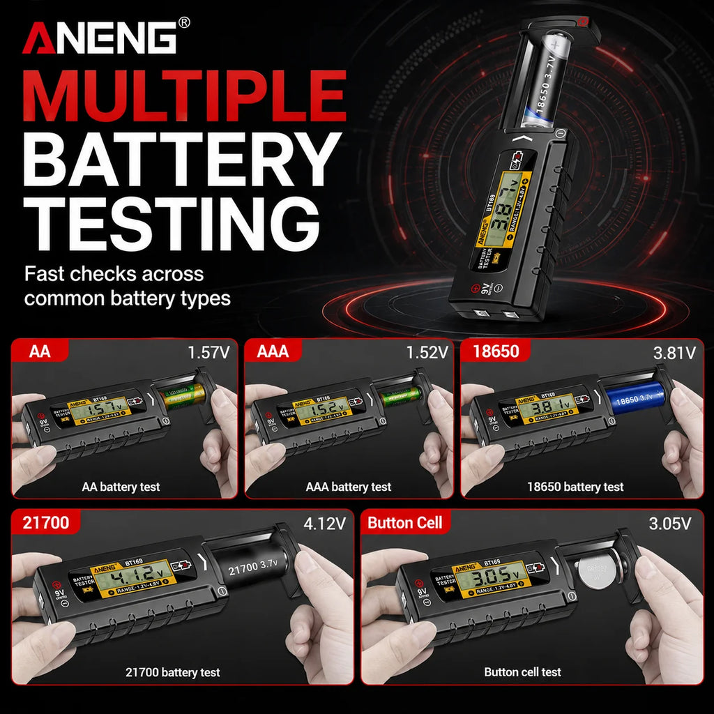 ANENG BT169 Battery AA AAA C D 9V 1 5V Detector Multifunctional