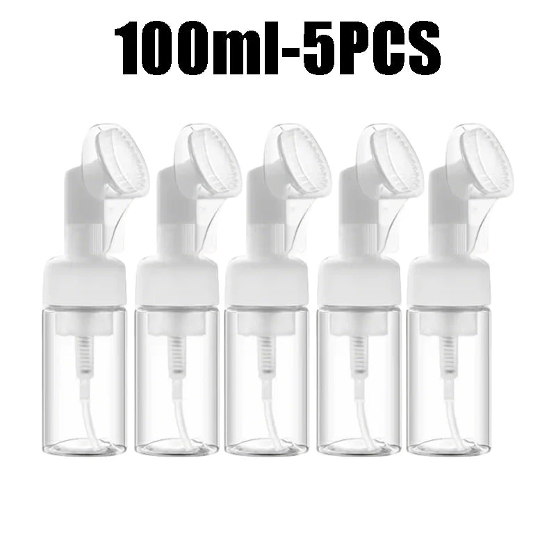 Foaming Gel Dispenser Refillable Press Pump Facial Cleanser Hair Wash Zpaxo 100ml-5PCS