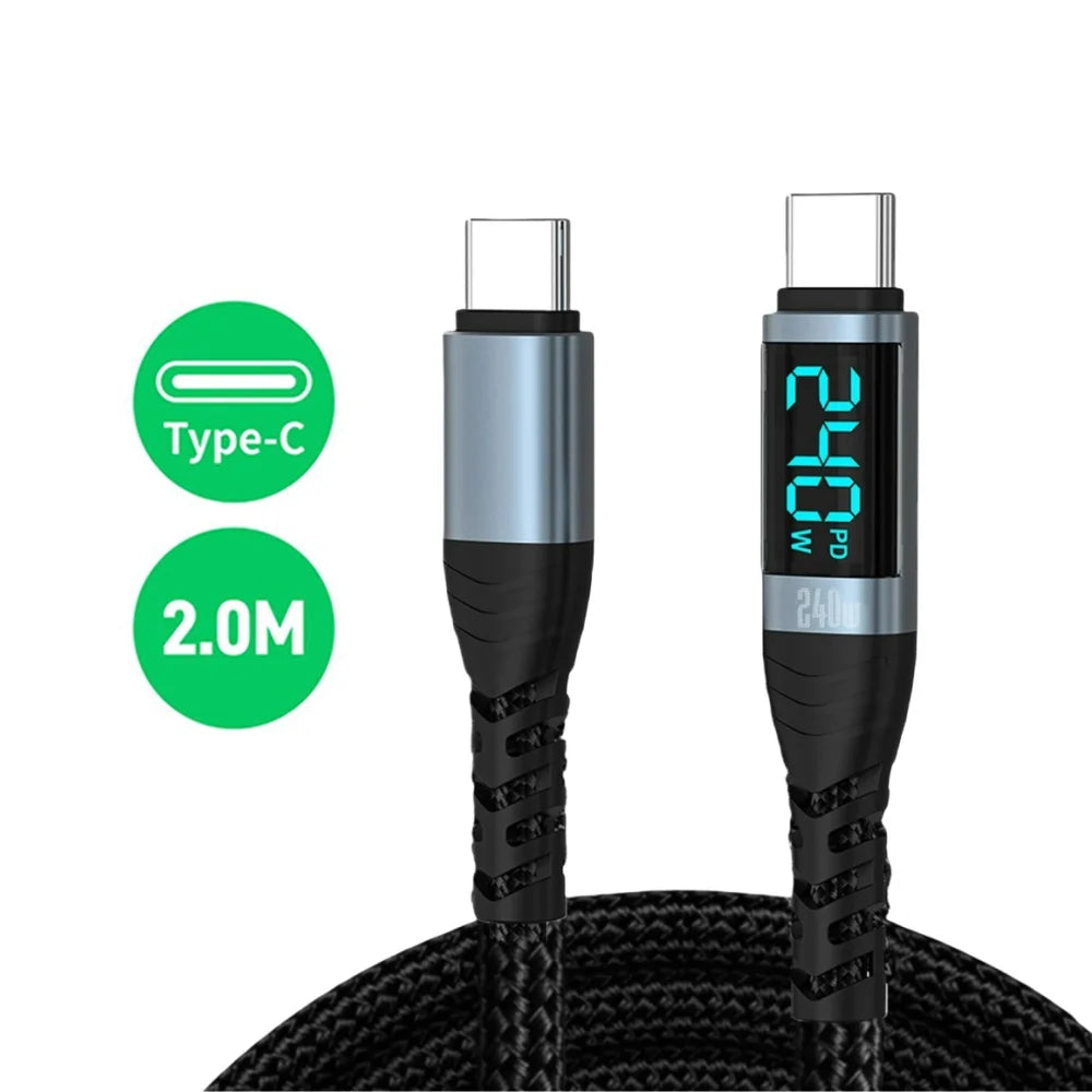 USB-C to USB-C Cable 240W 6A Fast Charging & 480Mbps Data USB-C Charging Cable Zpaxo 2m Cable