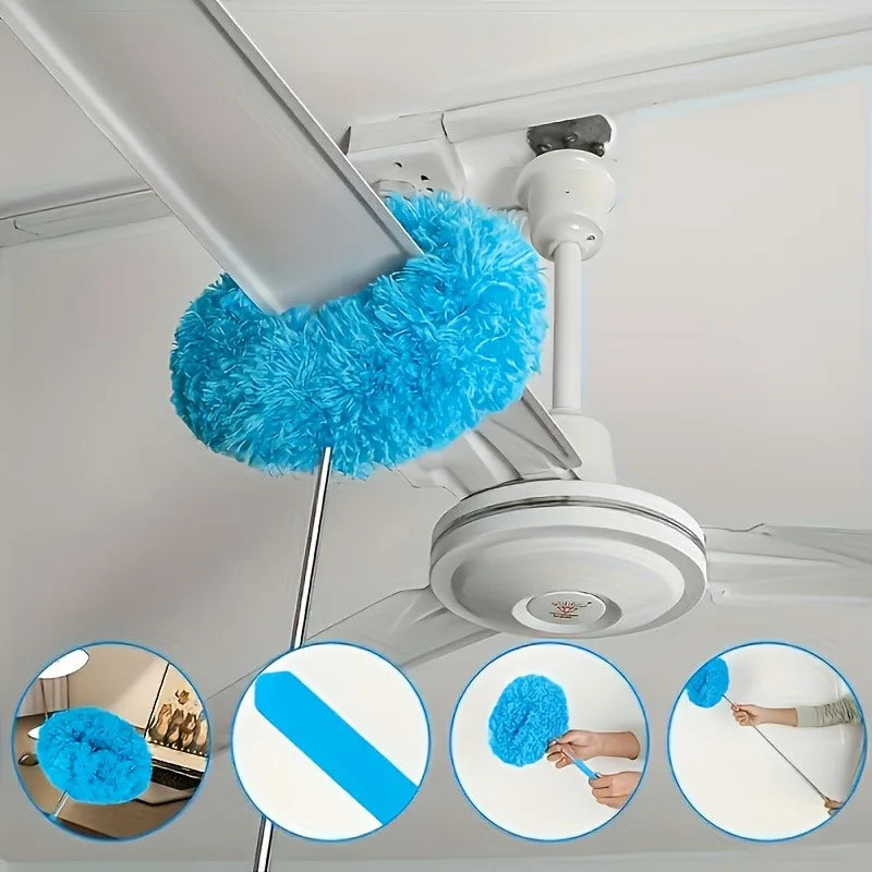 Retractable Ceiling Fan Duster Sliding Lock Detachable Brush&feather