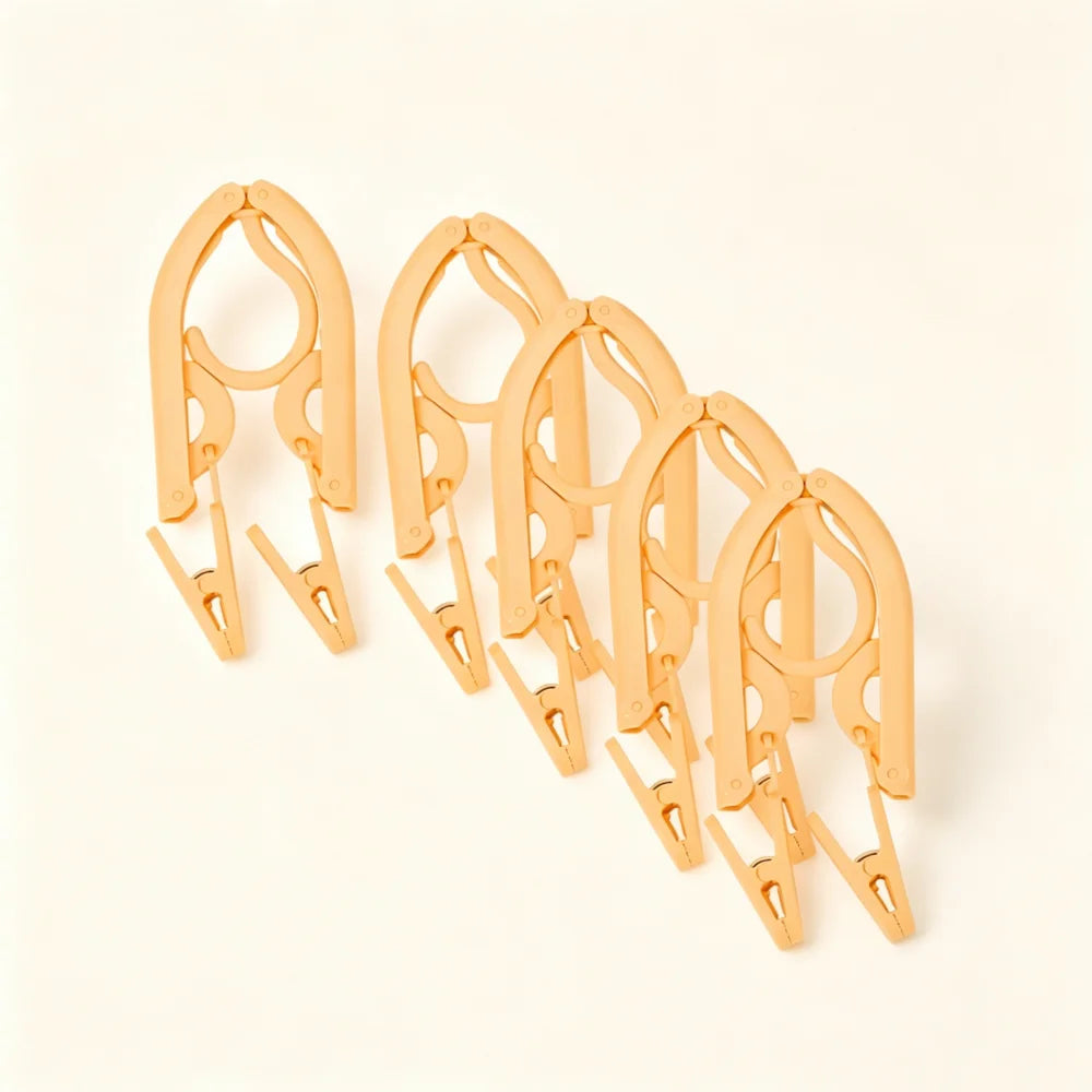 1 3 5pieces Folding Clothes Hanger Clip Non-slip Travel Cloth Hangers Zpaxo Yellow 5pcs