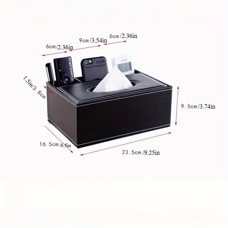 Elegant Faux Leather Tissue Box Cover Remote Holder Stylish Living