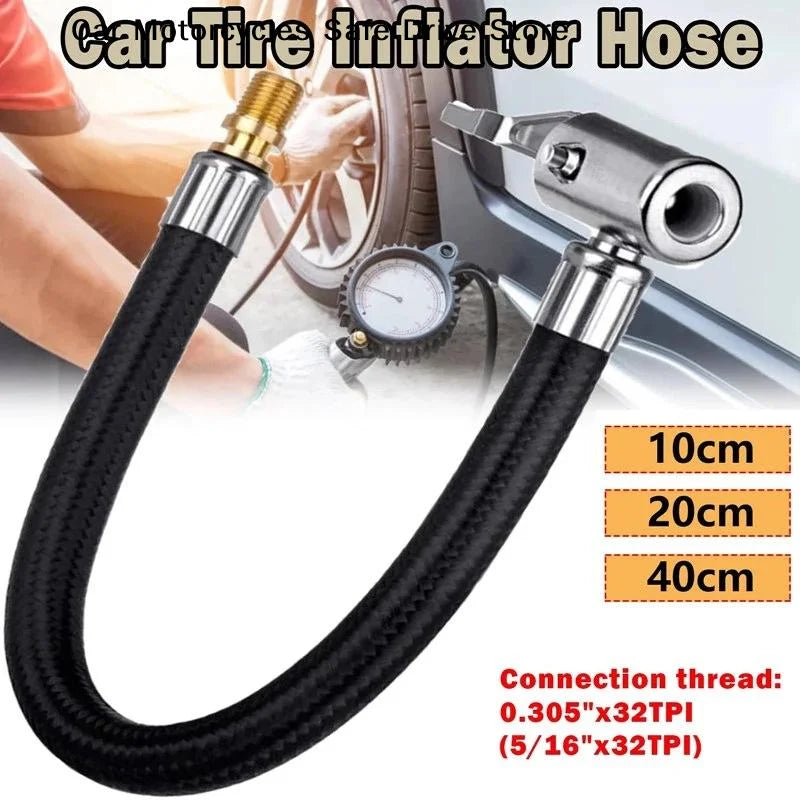 10 20 Tire Inflator Hose Extension Tube Bike Car Tyre Locking Air