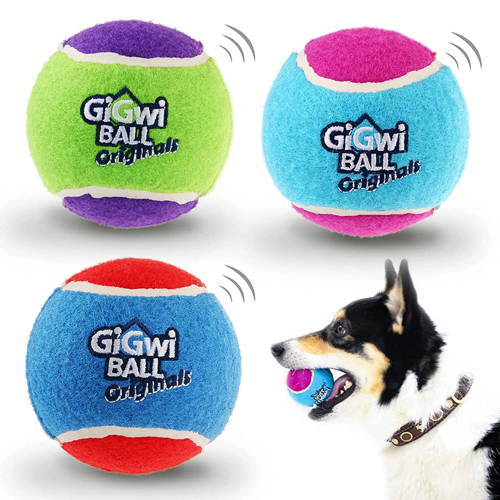 Pet Dog Squeaky Tennis Ball Interactive Toys Bounce Sound Rubber Zpaxo