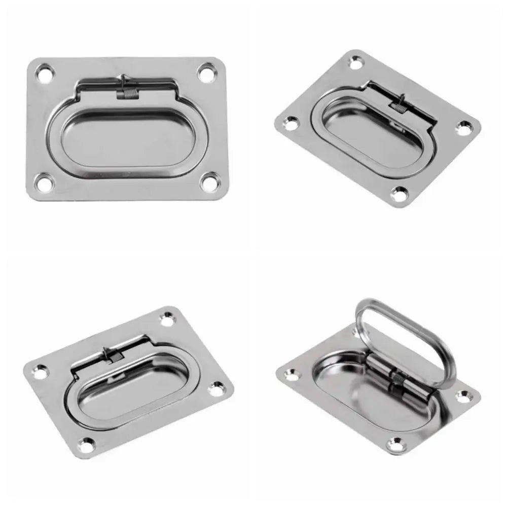 Stainless Steel Pull Flush Lift Ring Anti-Rattle Square Recessed Fasteners Marine Grade Lightweight Lockable Hold Down Clamp Zpaxo