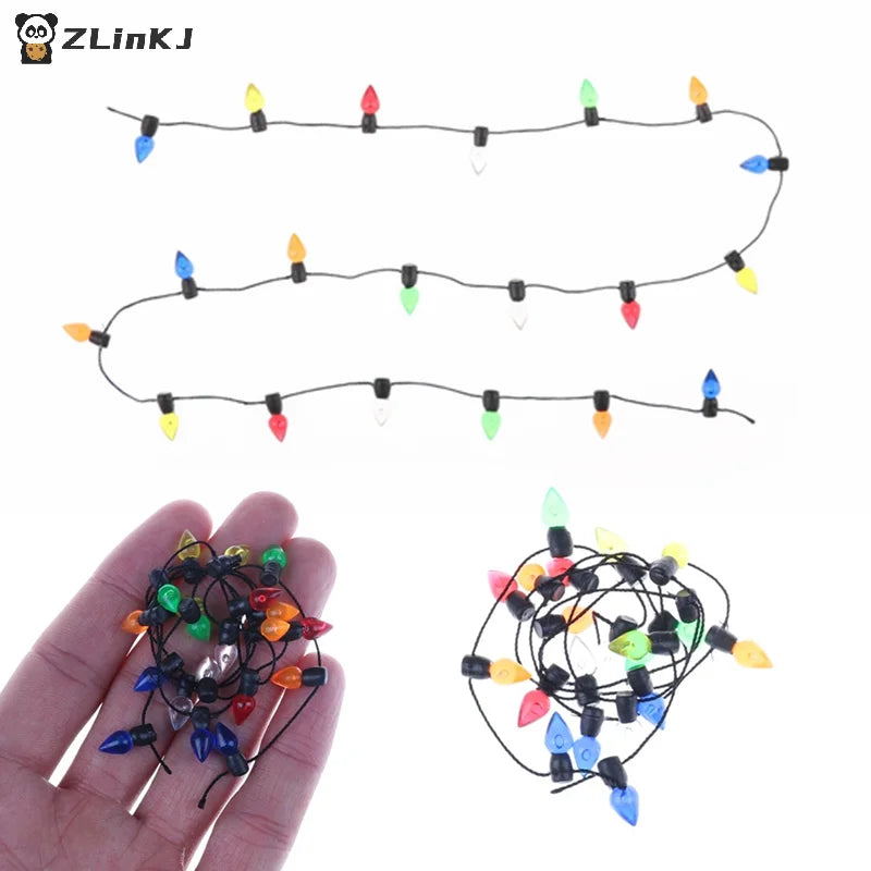 ▶1/12 Dollhouse Lamp Miniature 0.5m A String Of Multi-coloured Plastic Christmas Lights Doll House Decorating Props Zpaxo