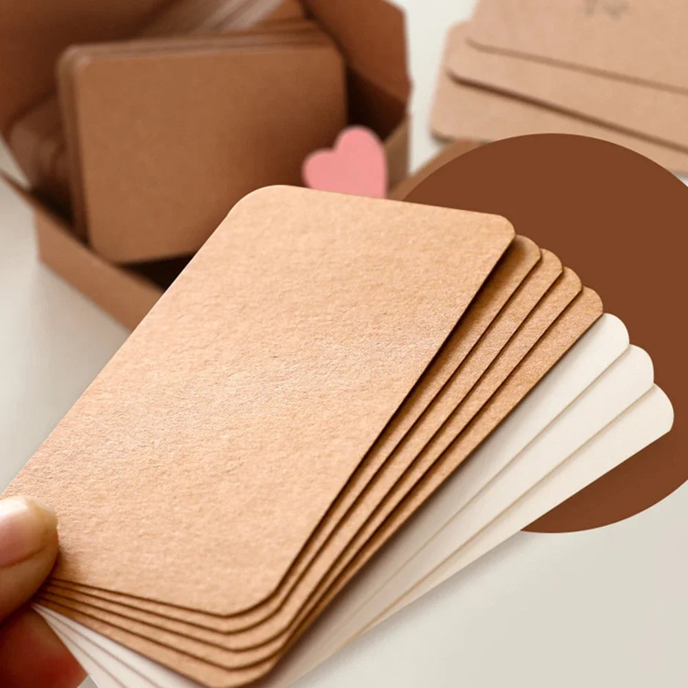 100 50 Kraft Paper Card Retro Double Sided Word DIY Postcard Greeting