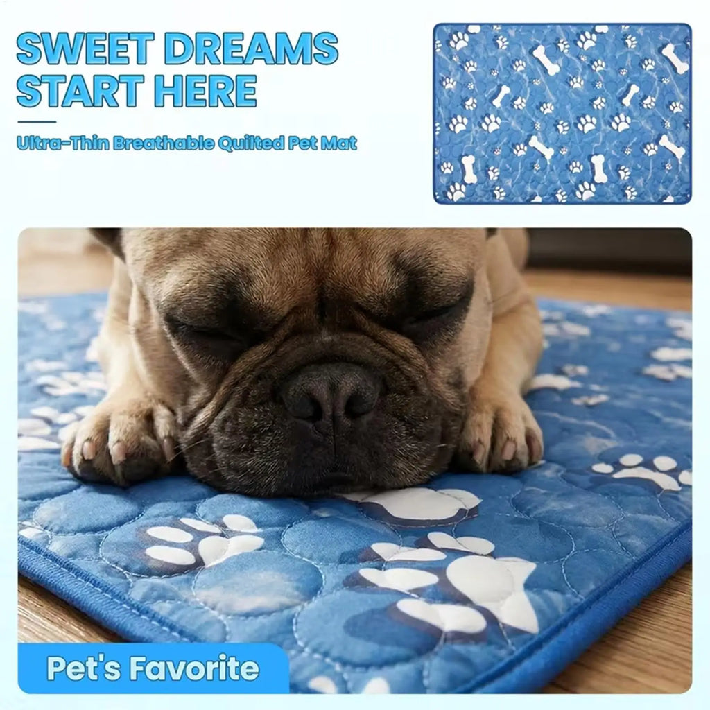 Dog Cooling Pad Non-slip Washable Portable Waterproof Bed Bone Pattern Dog Cooling Mat Outdoor For Indoor Outdoor Crate Kennel Zpaxo