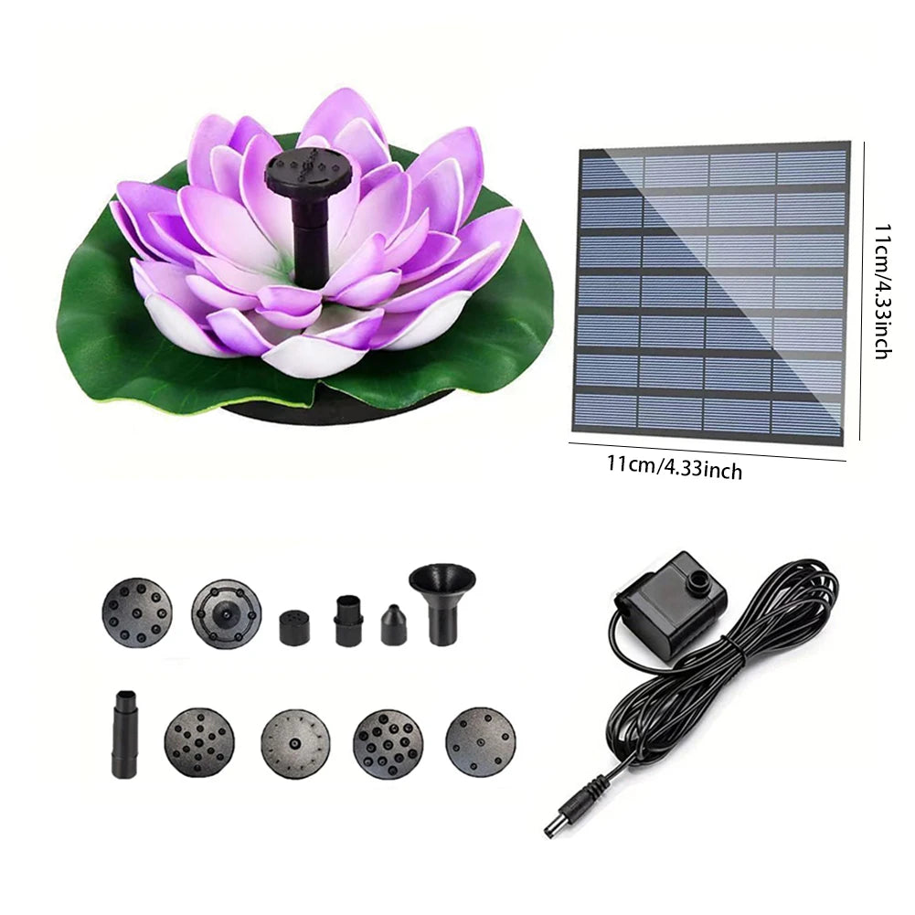 Lotus Solar Water Fountain Brushless Pump Floating Garden Artificial