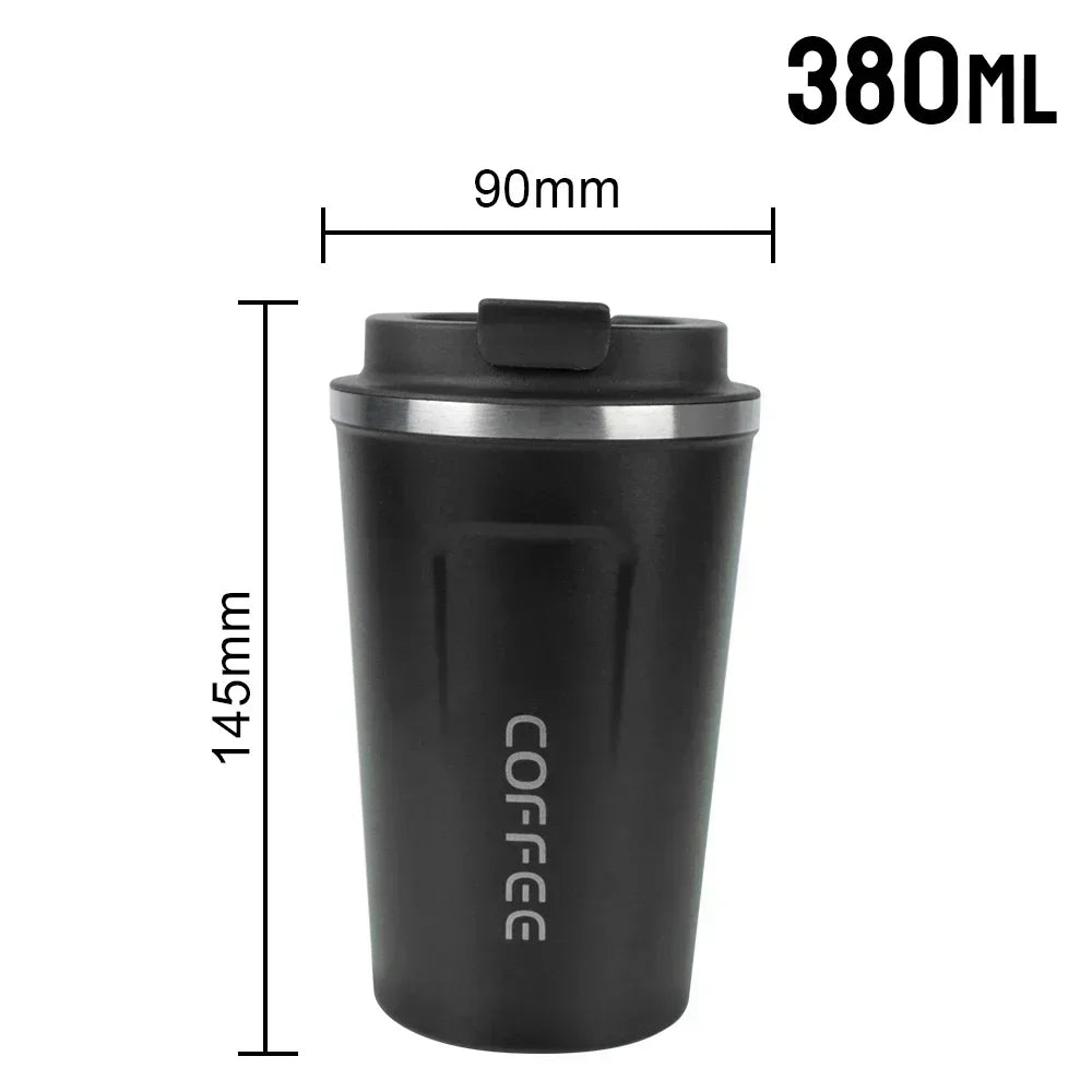 Leak-Proof Travel Thermos Mug 380/510ml – Double Wall Steel Travel Thermos Mug Zpaxo 380ML Black as picture show