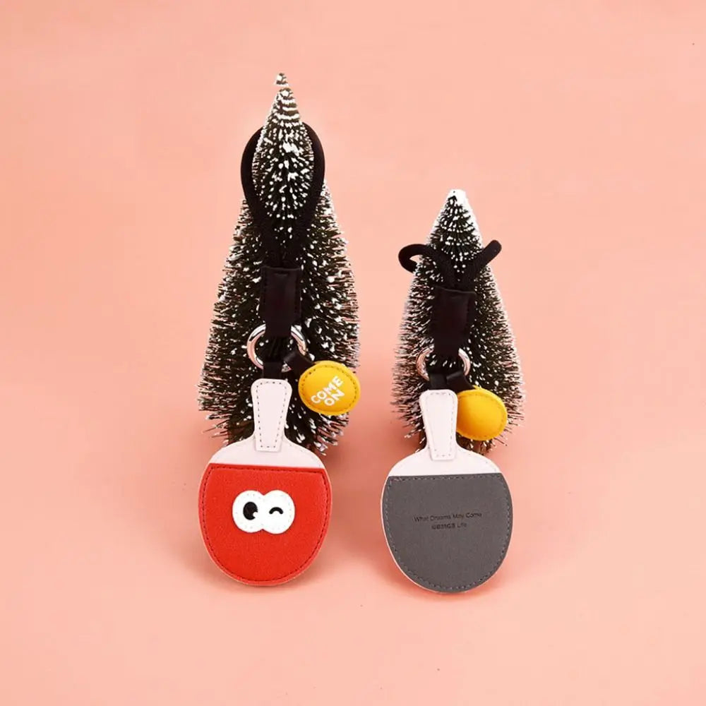 Anti-lost Table Tennis Leather Pendant Hand-sewn Badminton Cartoon Keychain Simple Wrist Strap Racket Pendants Zpaxo