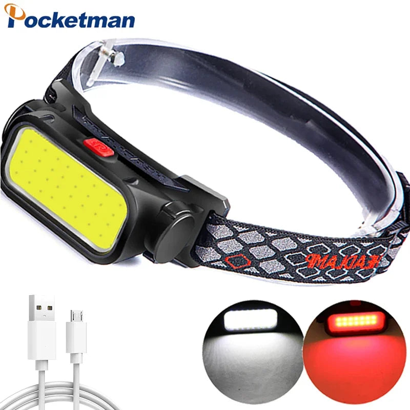 COB LED Rechargeable Headlamp – 4 Modes, Waterproof | POCKETMAN
