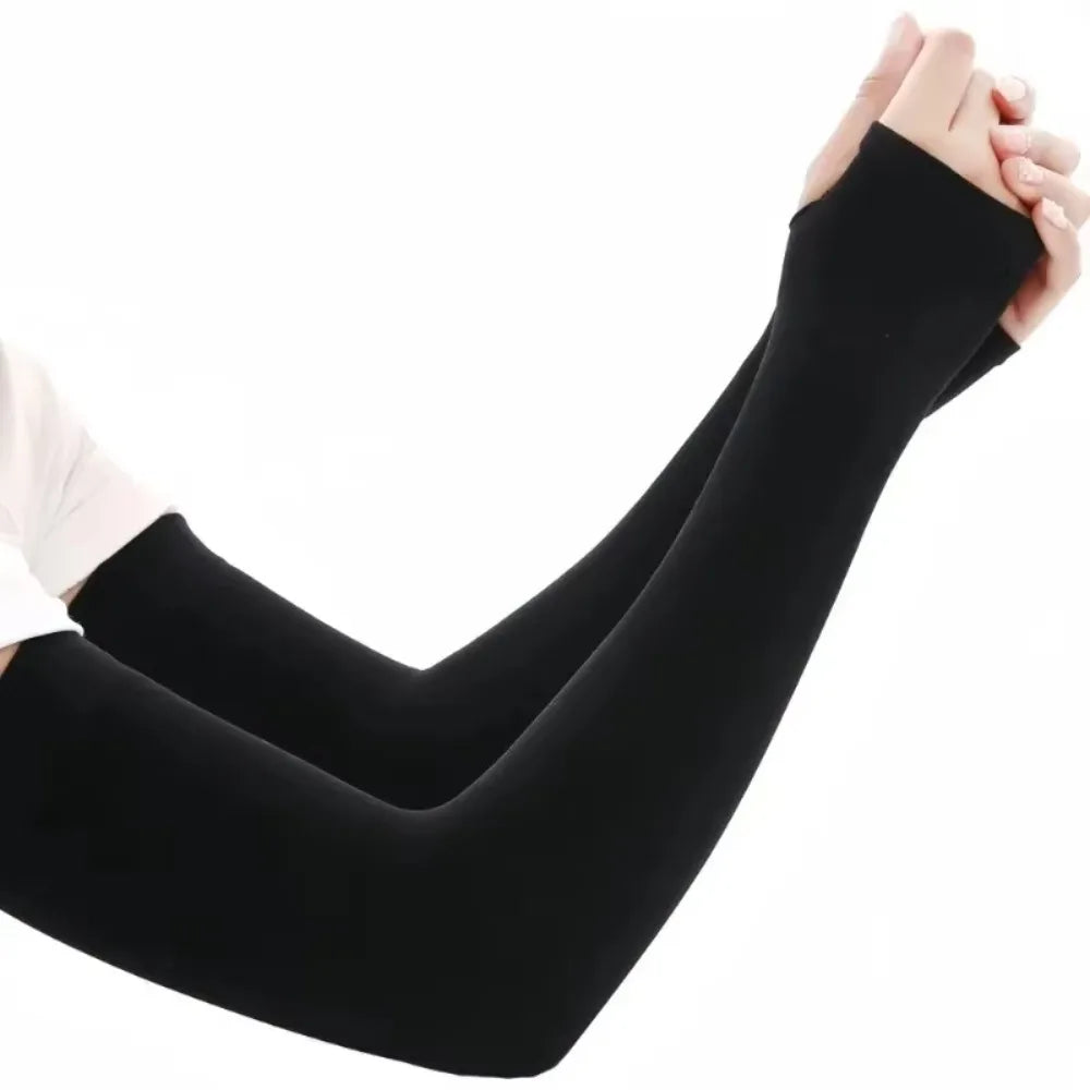 1 Pair Summer Long Ice Silk Arm Sleeves Sun UV Protection Hand Zpaxo