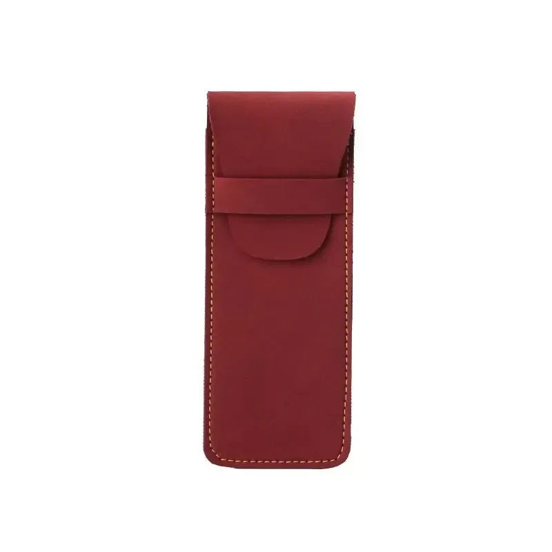 Vintage Leather Pen Case Pocket Pouch Sleeve Travel Mini Flap Zpaxo Burgundy