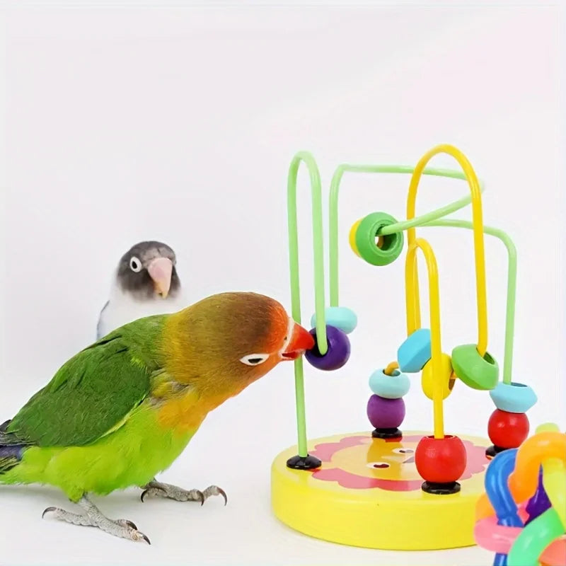 Bird Training Toy Supplies Lovebird Foraging Rings Educational Puzzle Zpaxo