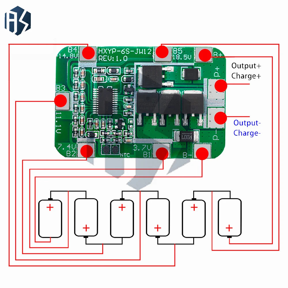 6S 12A 25A 24V 25 2V PCB BMS Protection Board 18650 Li-ion Lithium Zpaxo