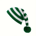 Christmas Knit Beanie Stocking Stuffer Santa Hat Striped Crochet Cap