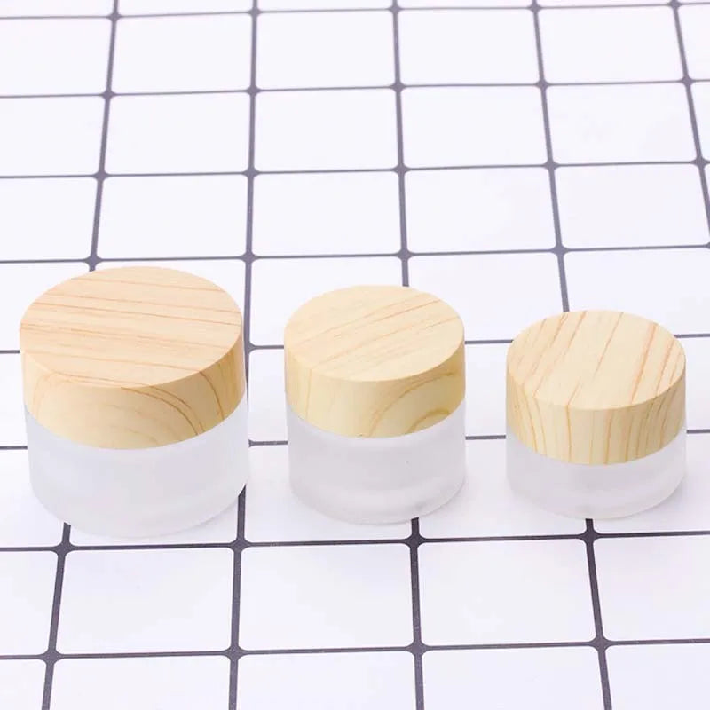 Frosted Glass Cosmetic Jars – Refillable Cream & Lip Balm Pots