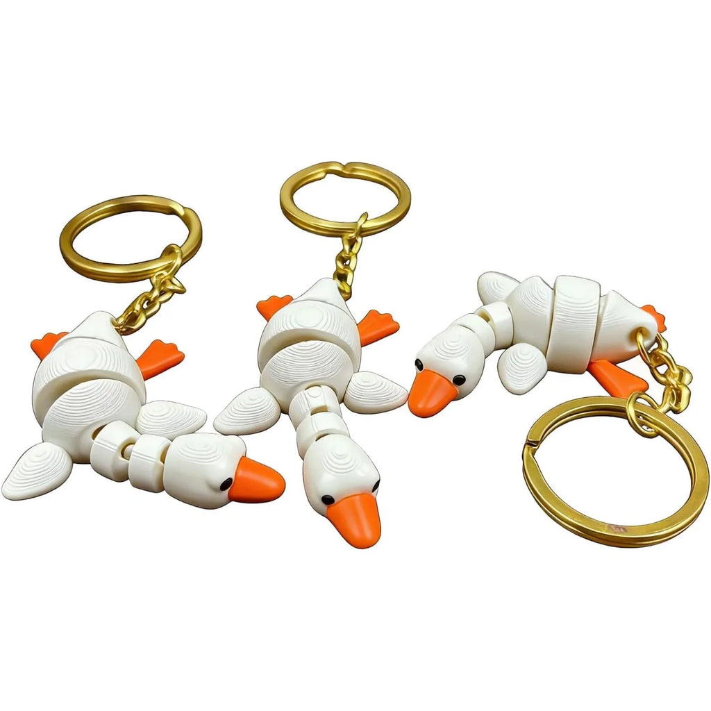 3D Printed Duck Keychains Movable Neck Mini Animals Bags Keys Desk