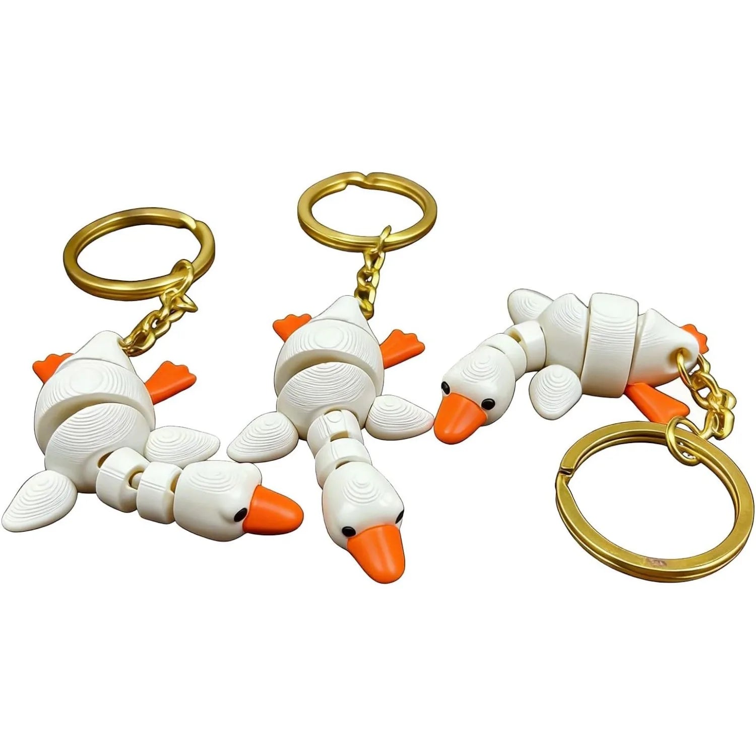 3D Printed Duck Keychains Movable Neck Mini Animals Bags Keys Desk