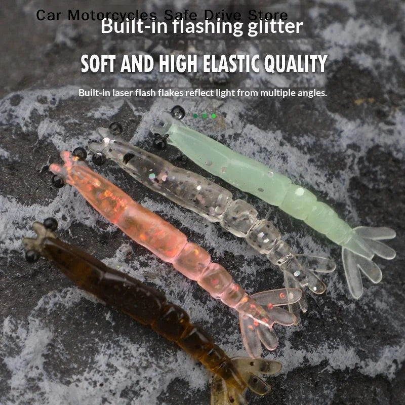 CM20PCS Mini Colored Soft Worm Shrimp Fishing Lure Artificial Baits