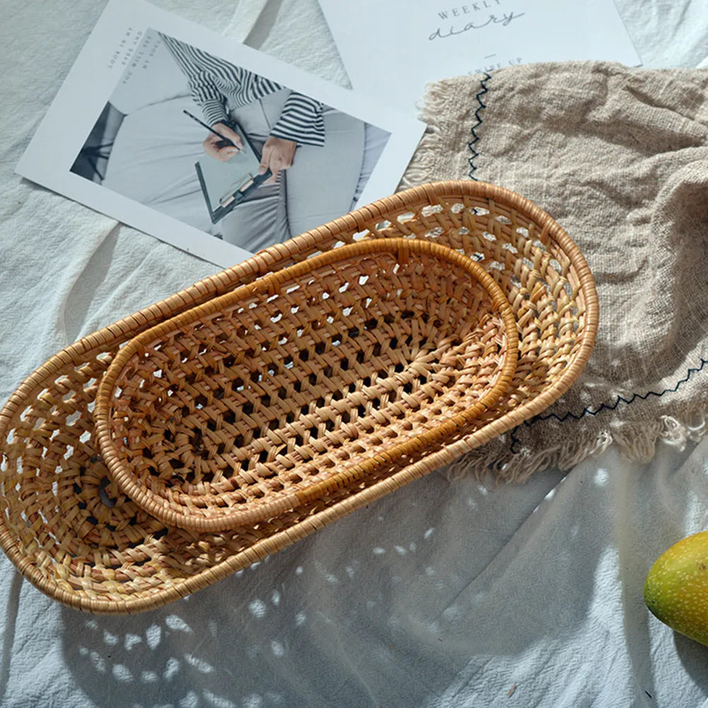 Autumn Rattan Towel Tray Basket Premium Natural Dish Storage